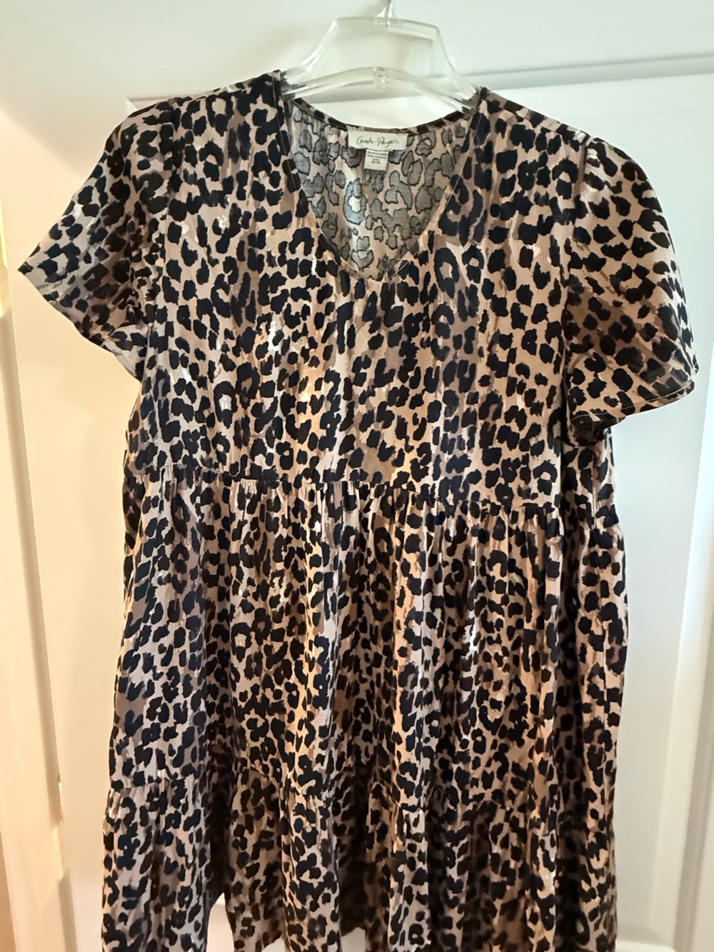 Charlie Paige Leopard Print Mini Dress in Beige and Black